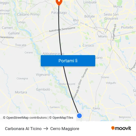 Carbonara Al Ticino to Cerro Maggiore map