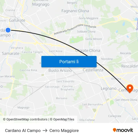 Cardano Al Campo to Cerro Maggiore map