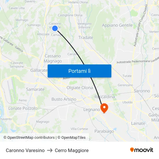 Caronno Varesino to Cerro Maggiore map