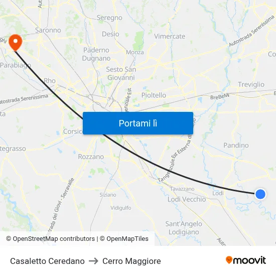 Casaletto Ceredano to Cerro Maggiore map