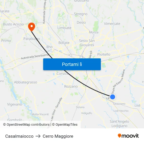 Casalmaiocco to Cerro Maggiore map