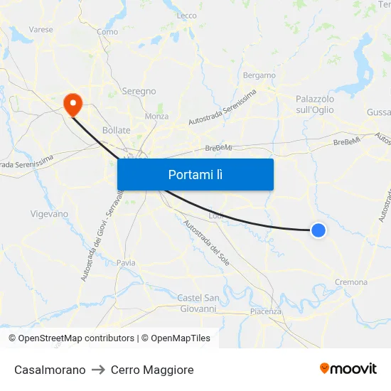 Casalmorano to Cerro Maggiore map