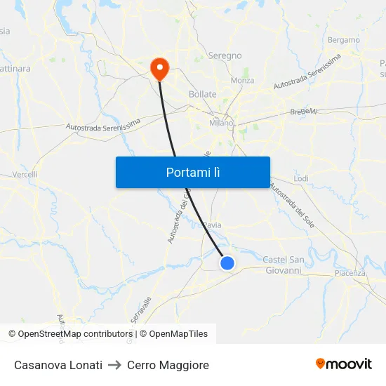 Casanova Lonati to Cerro Maggiore map