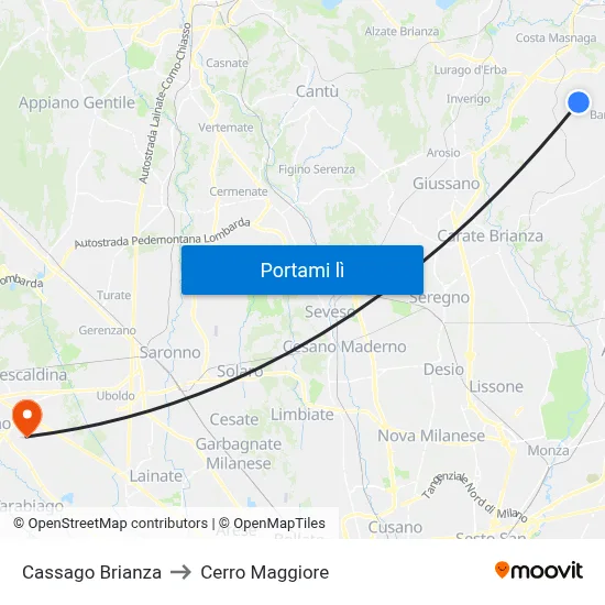 Cassago Brianza to Cerro Maggiore map
