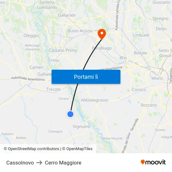 Cassolnovo to Cerro Maggiore map
