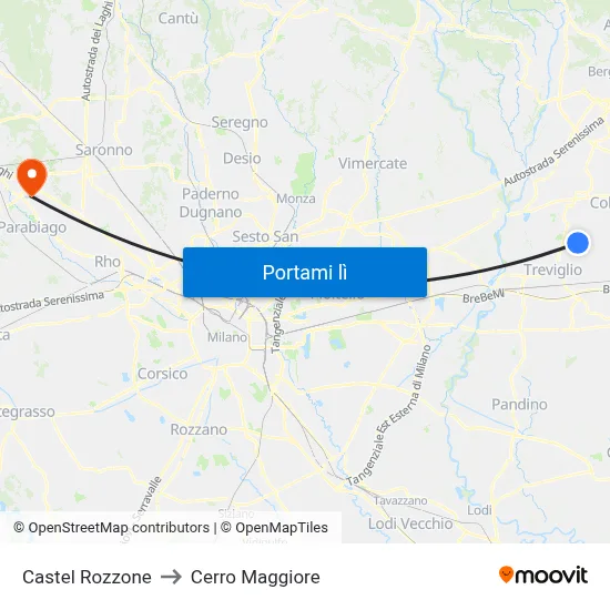 Castel Rozzone to Cerro Maggiore map