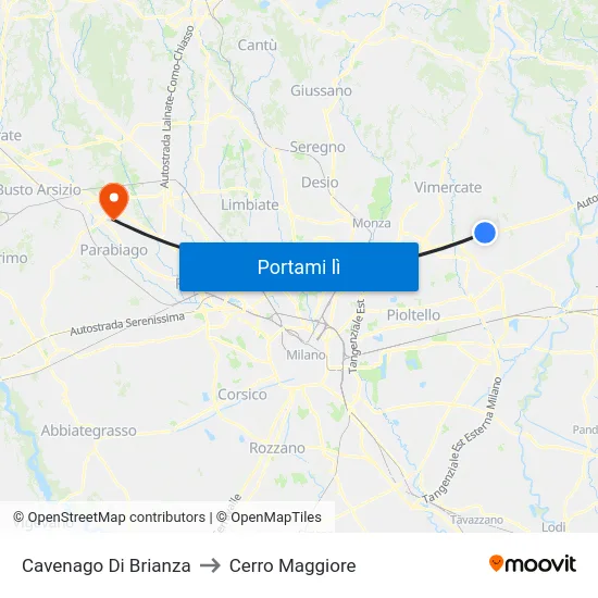 Cavenago Di Brianza to Cerro Maggiore map