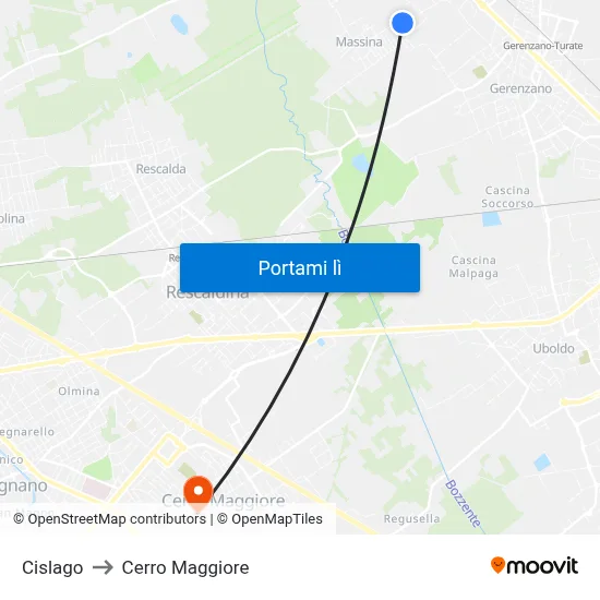 Cislago to Cerro Maggiore map