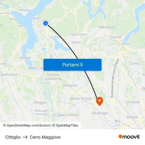 Cittiglio to Cerro Maggiore map