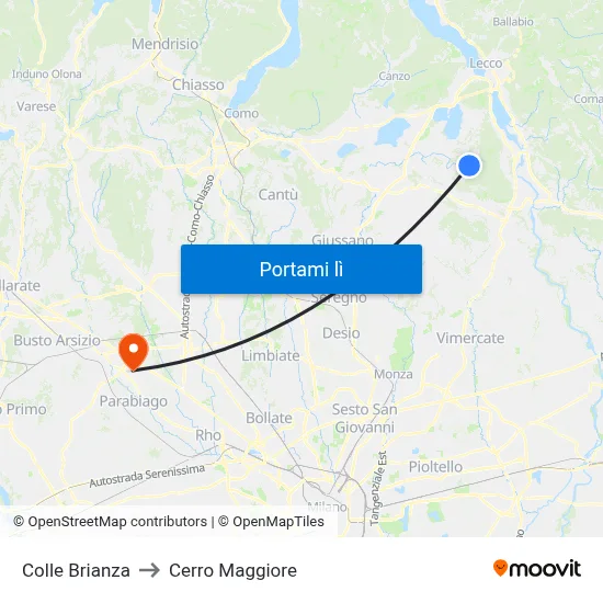Colle Brianza to Cerro Maggiore map