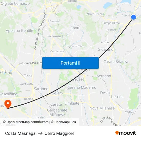 Costa Masnaga to Cerro Maggiore map