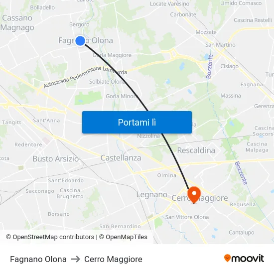 Fagnano Olona to Cerro Maggiore map