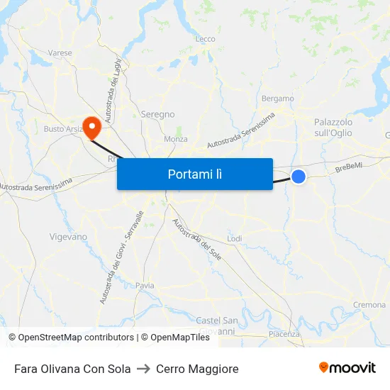 Fara Olivana Con Sola to Cerro Maggiore map