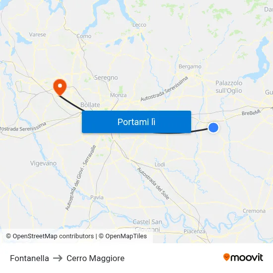 Fontanella to Cerro Maggiore map