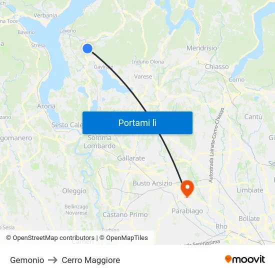 Gemonio to Cerro Maggiore map