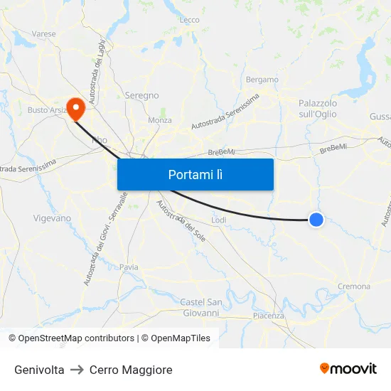 Genivolta to Cerro Maggiore map