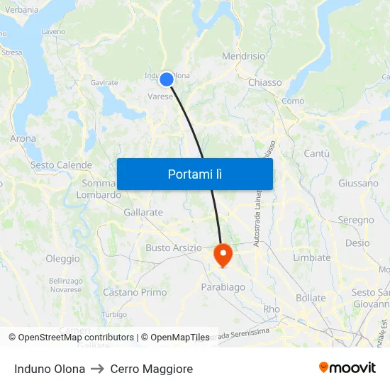 Induno Olona to Cerro Maggiore map