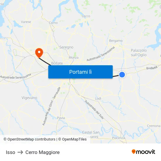 Isso to Cerro Maggiore map