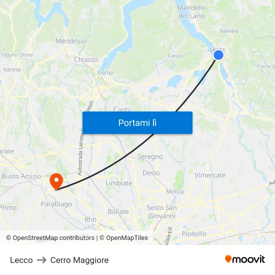 Lecco to Cerro Maggiore map