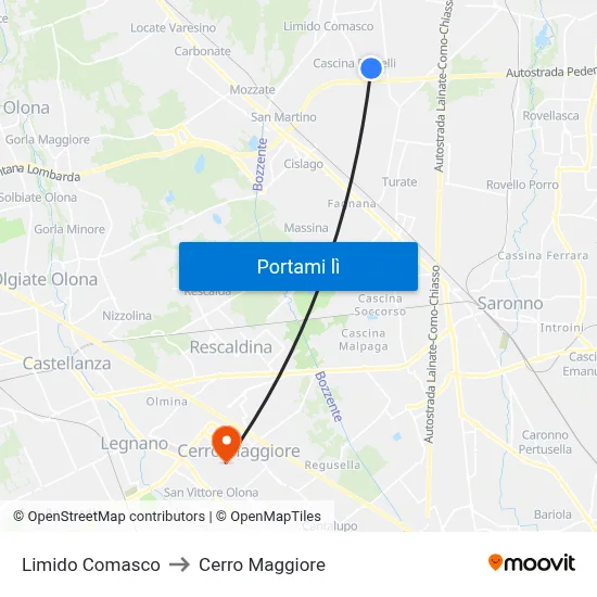 Limido Comasco to Cerro Maggiore map
