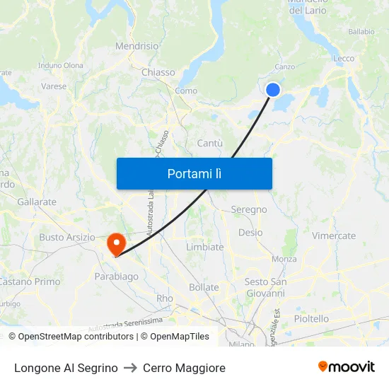 Longone Al Segrino to Cerro Maggiore map