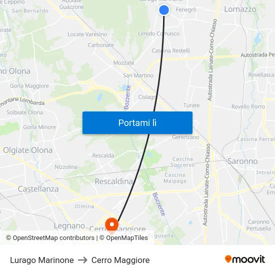 Lurago Marinone to Cerro Maggiore map