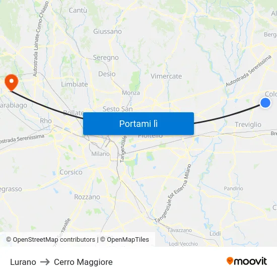 Lurano to Cerro Maggiore map