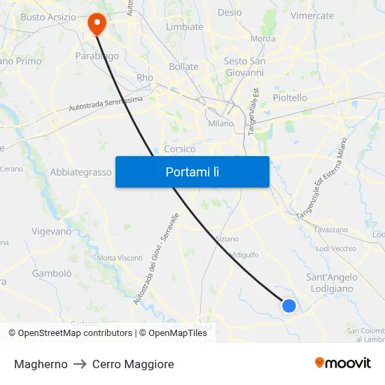 Magherno to Cerro Maggiore map