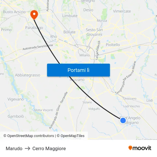 Marudo to Cerro Maggiore map