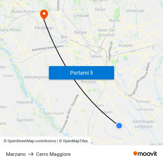 Marzano to Cerro Maggiore map