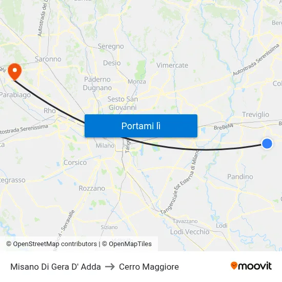 Misano Di Gera D' Adda to Cerro Maggiore map
