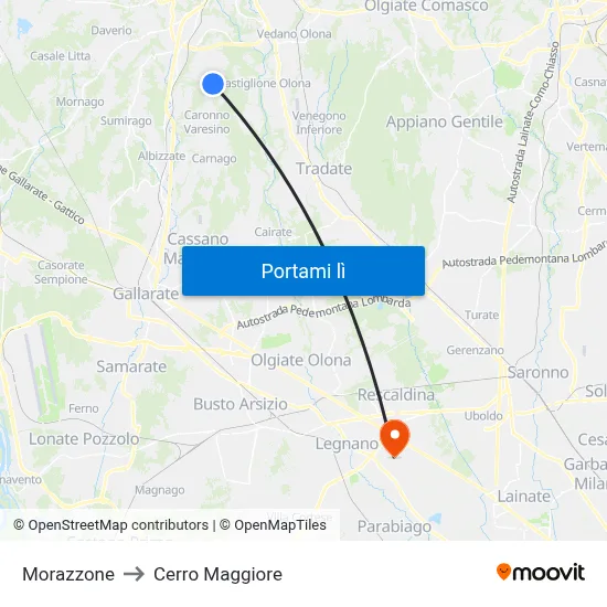 Morazzone to Cerro Maggiore map