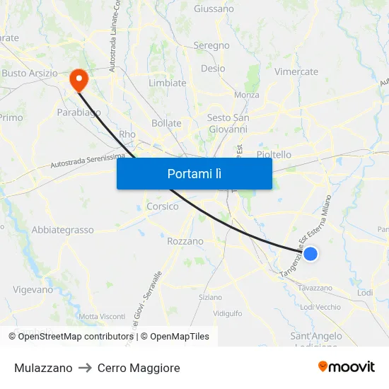 Mulazzano to Cerro Maggiore map