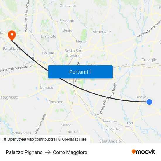 Palazzo Pignano to Cerro Maggiore map
