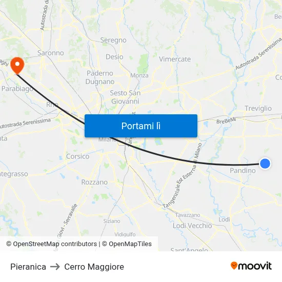 Pieranica to Cerro Maggiore map