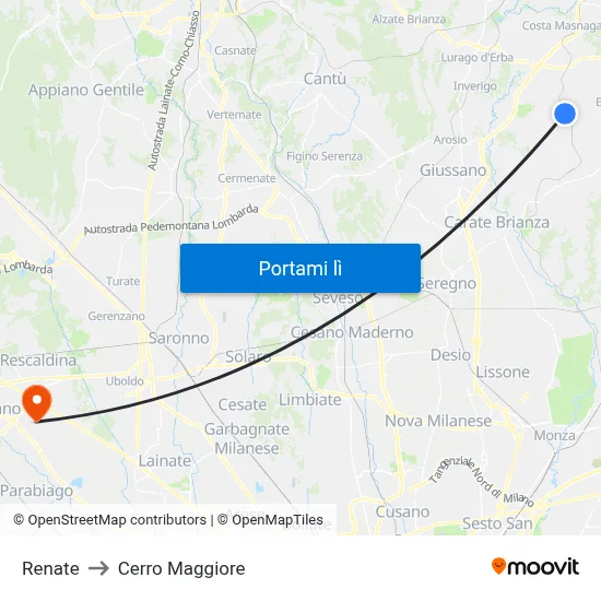 Renate to Cerro Maggiore map
