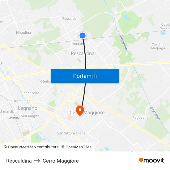 Rescaldina to Cerro Maggiore map