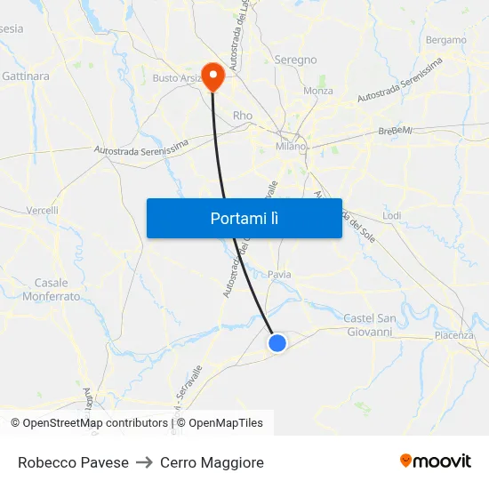 Robecco Pavese to Cerro Maggiore map