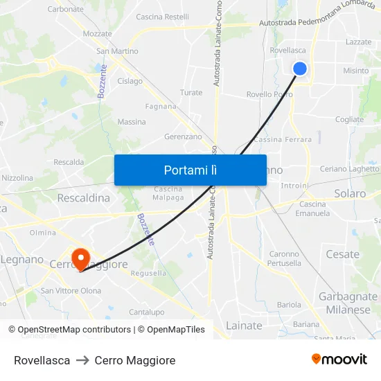 Rovellasca to Cerro Maggiore map