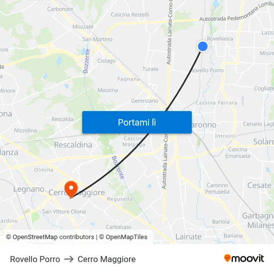 Rovello Porro to Cerro Maggiore map