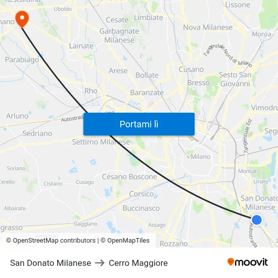 San Donato Milanese to Cerro Maggiore map