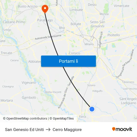 San Genesio Ed Uniti to Cerro Maggiore map