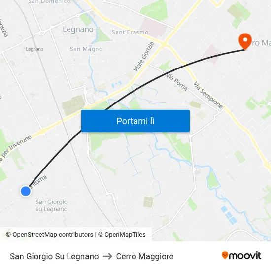 San Giorgio Su Legnano to Cerro Maggiore map