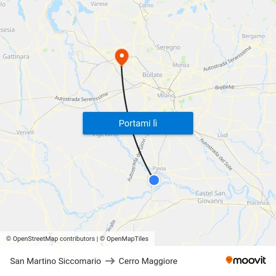 San Martino Siccomario to Cerro Maggiore map