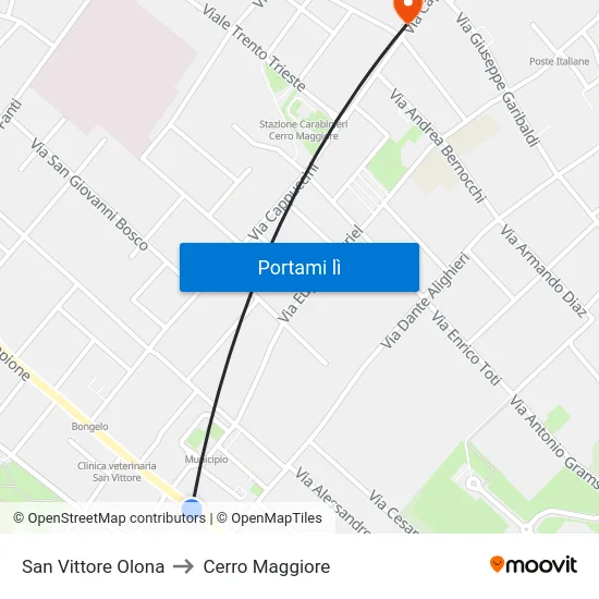 San Vittore Olona to Cerro Maggiore map