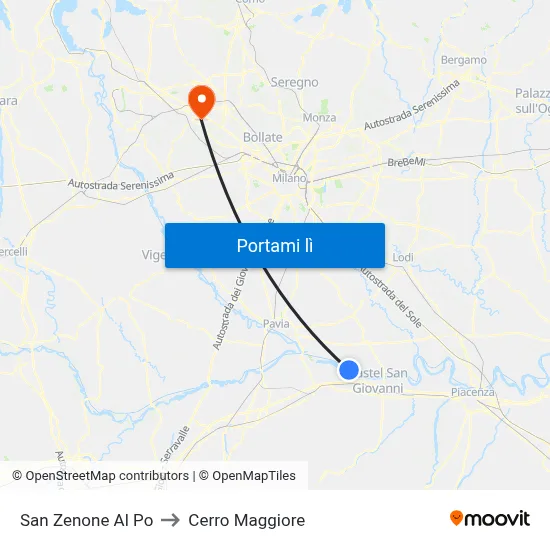 San Zenone Al Po to Cerro Maggiore map
