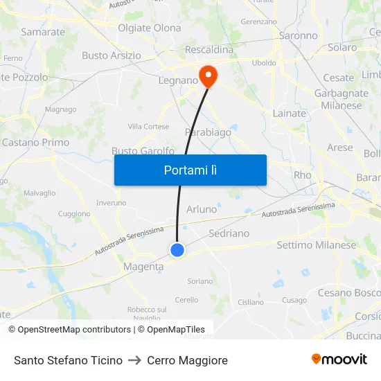 Santo Stefano Ticino to Cerro Maggiore map