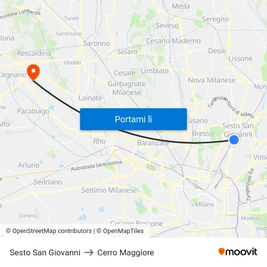 Sesto San Giovanni to Cerro Maggiore map