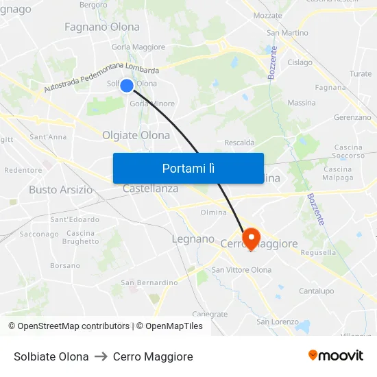 Solbiate Olona to Cerro Maggiore map