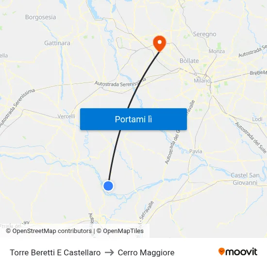Torre Beretti E Castellaro to Cerro Maggiore map